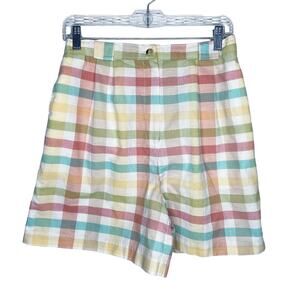 VTG Pastel Check Golf Shorts Size Small? High Rise Cotton Pockets Jaclyn Sport